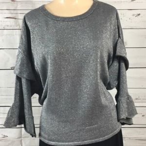 💜Moon&Madison Silver Lurexsweater w/rufflesleeves